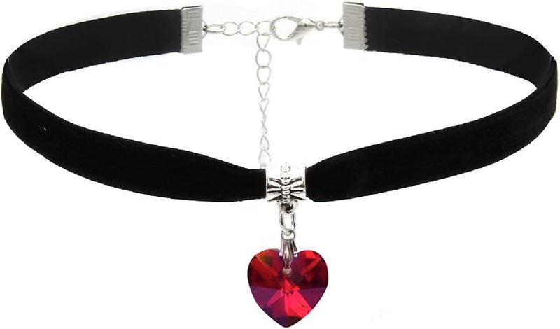 ISCASSE Black Choker Necklaces for Woman Love Heart Choker Necklace Adjustable Velvet Choker Soft Collar Chain Red Heart Necklace Halloween Cosplay Party - Image 1